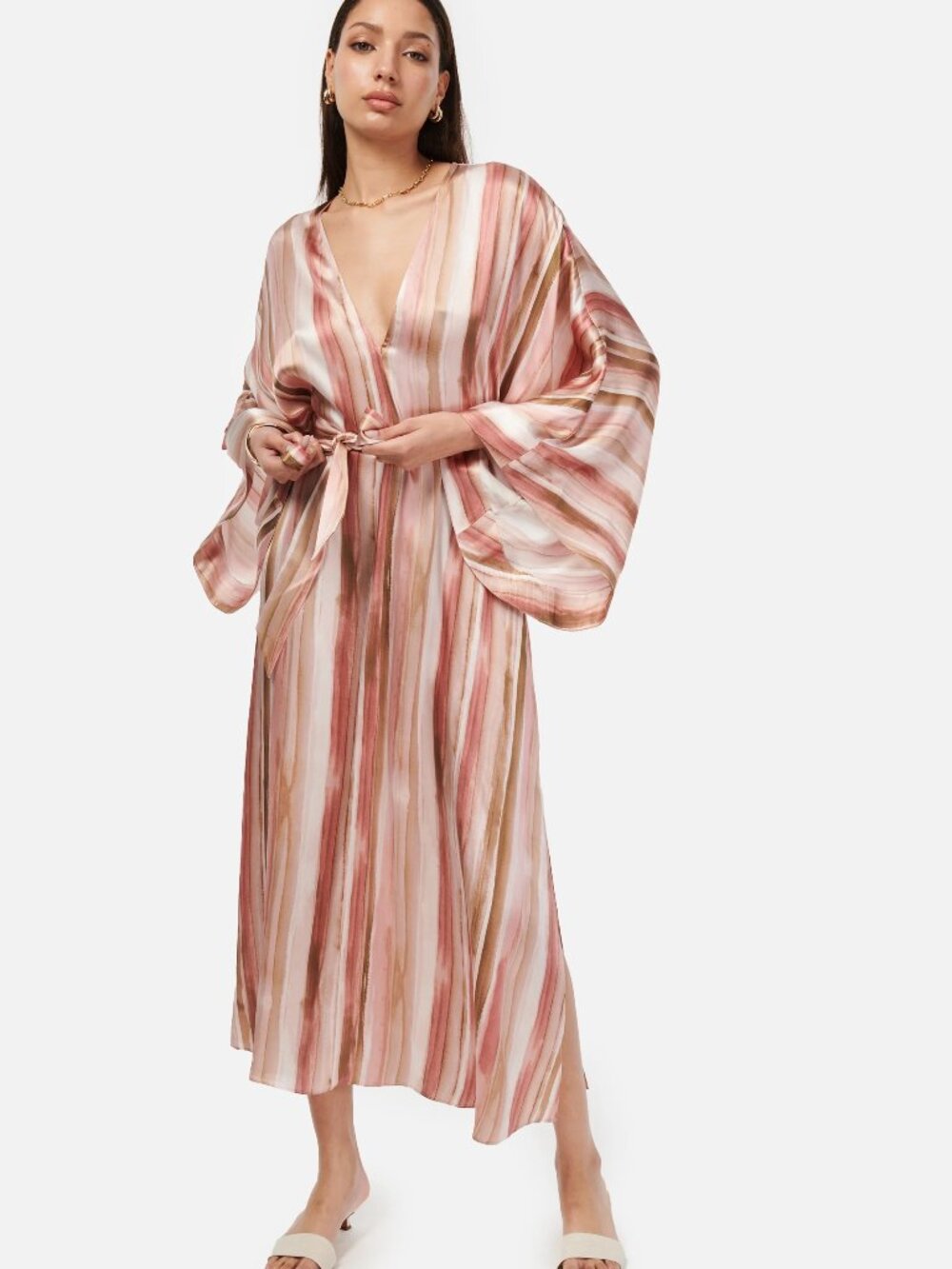 Cami NYC Striped V-Neck Kaftan Dress XS